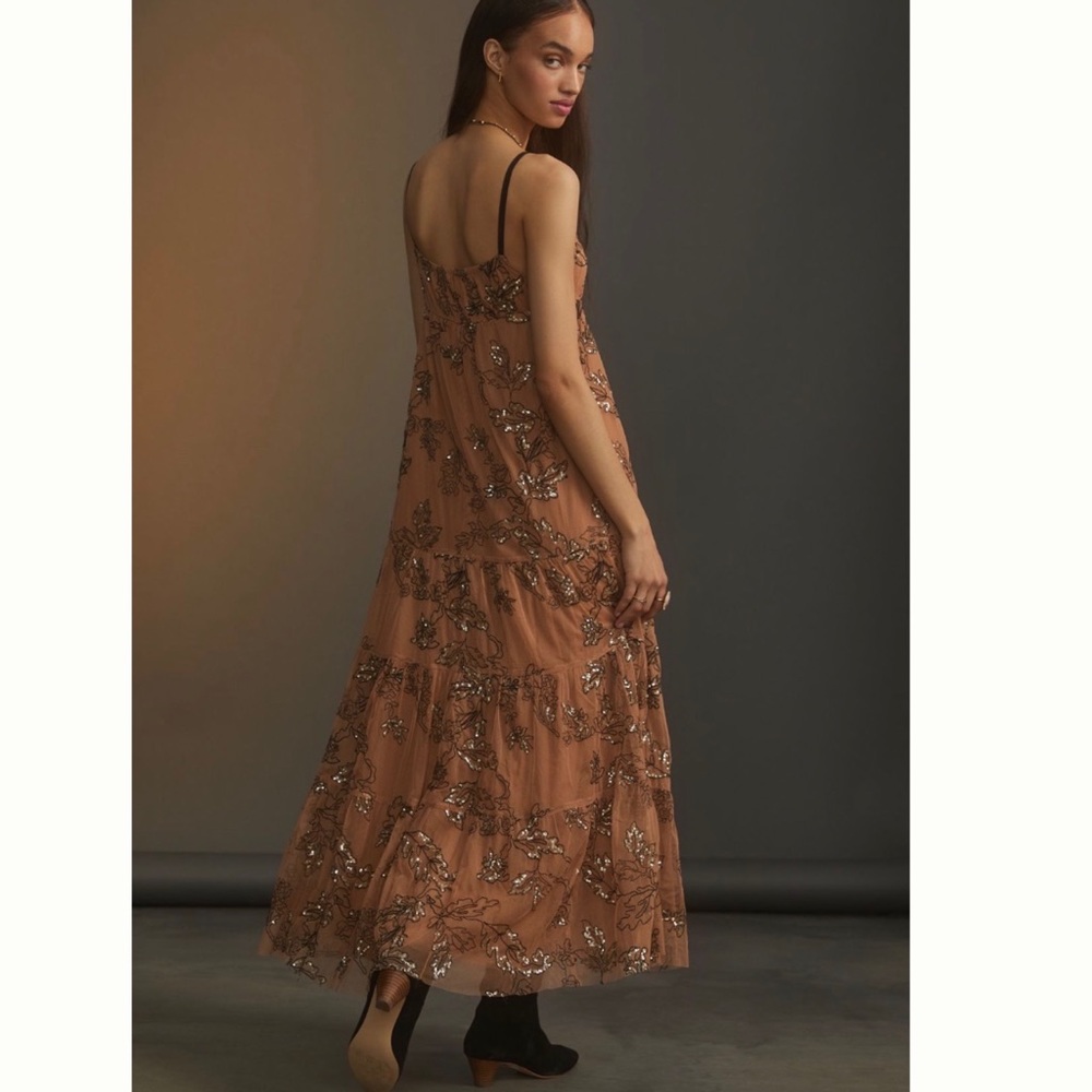 Maeve ANTHROPOLOGIE Sequined Tulle Midi Dress - Picture 7 of 16